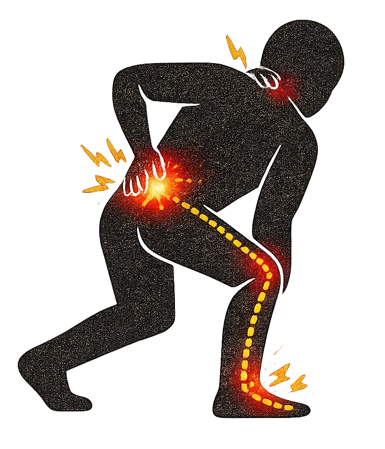 Ilustracion de dolor lumbar y ciatica